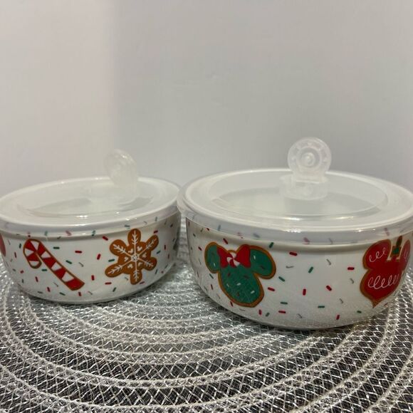 Disney Mickey Mouse ceramic bowls with vented lid set of 2 NWT - Picture 4 of 8